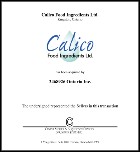 Calico Food Ingredients Ltd